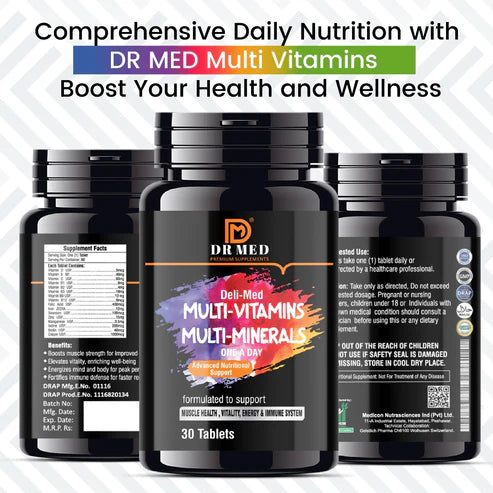 DR MED PACK OF 3 Deli-Med Multi-Vitamins & Minerals (Immunity, Energy Realse, Vitality, Skin & Hair