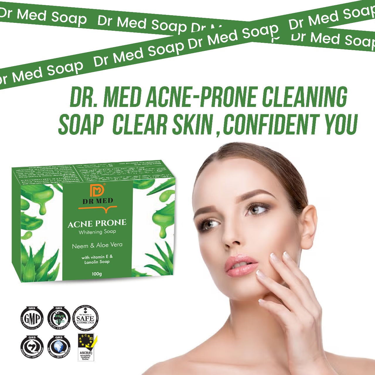 DR MED Acne Prone Whitening soap Vitamin E (Neem & Aloe Vera) 100g.