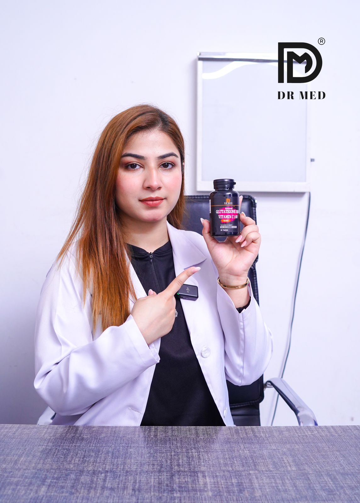 "DR MED Glutamed Glutathione 250, Vitamin C 100: Advanced Skin Brightening and Glowing Enhancement - 30 Tablets"