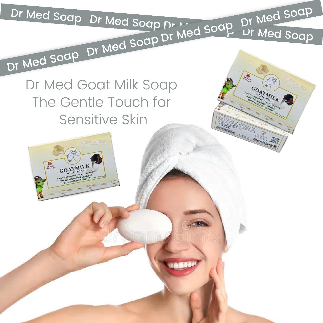 DR MED Goat Milk White Soap - Natural Sunflower Oil, Natural Coconut Oil With Pure Shea Butter 130g.