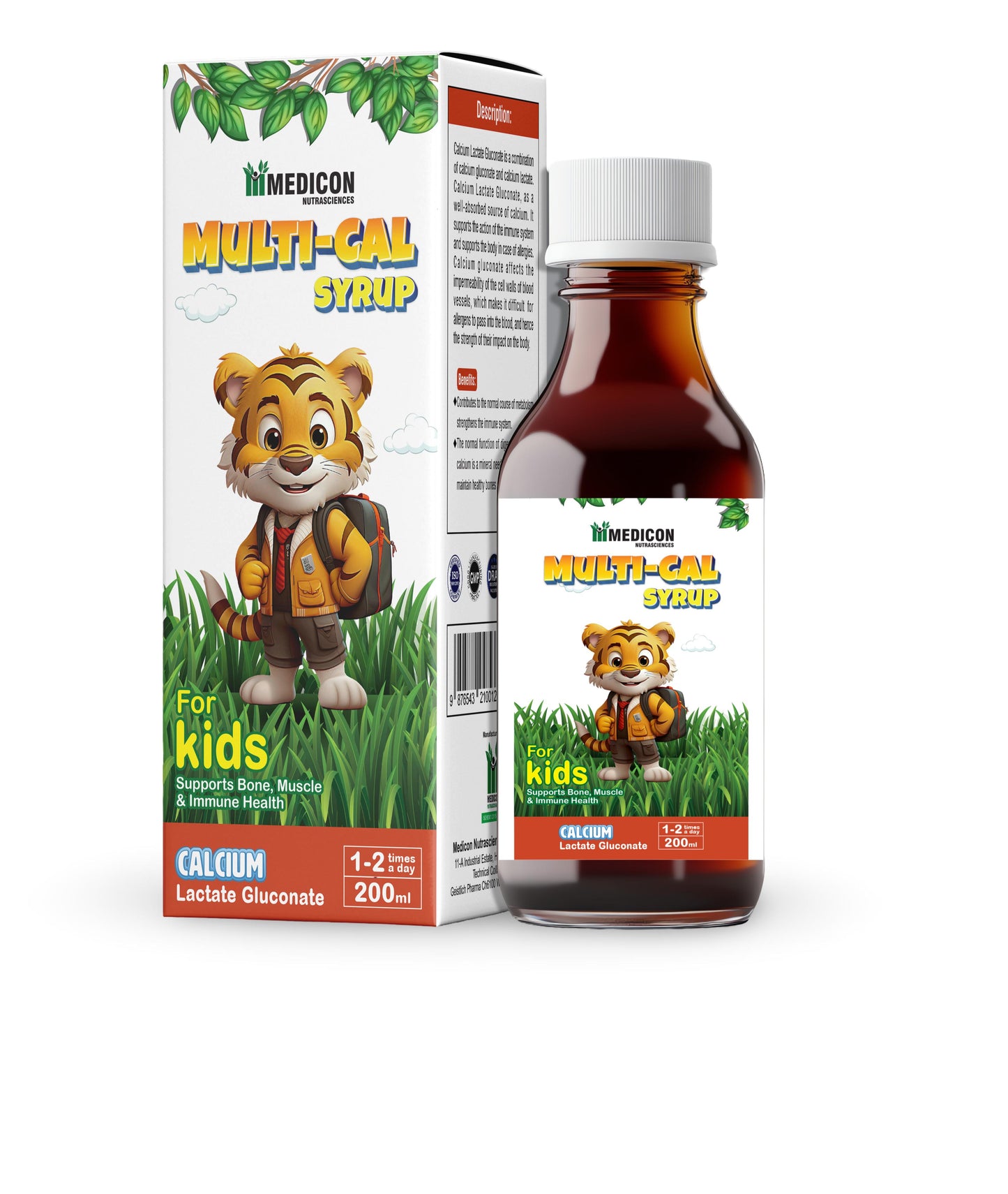 MULTI-CAL Syrup 200ml: For Kids Supports Bone, Muscle & Immune Health