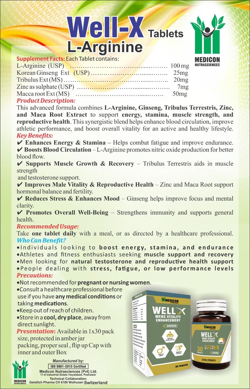 Pack of 3 "WELL-X" Men's Vitality & Strength Formula – Infused Energy Booster for Stamina (30 Tablets)