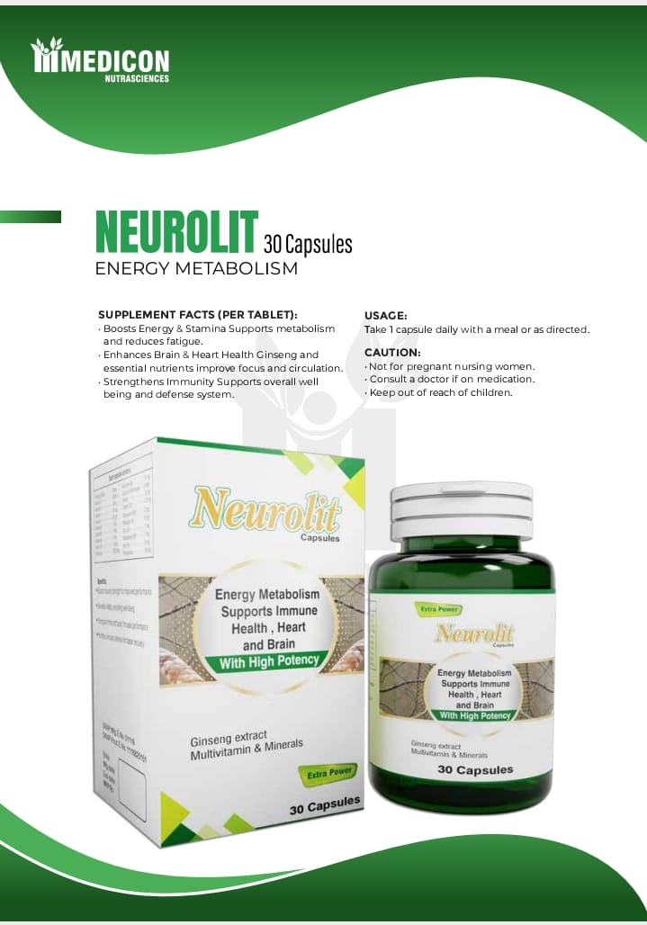 Pack of 3 Neurolit Capsules (Extract MultiVitamin & Minerals - Energy Metabolism Supports Immune Health, Heart and Brain With High Potency) 90 Capsules