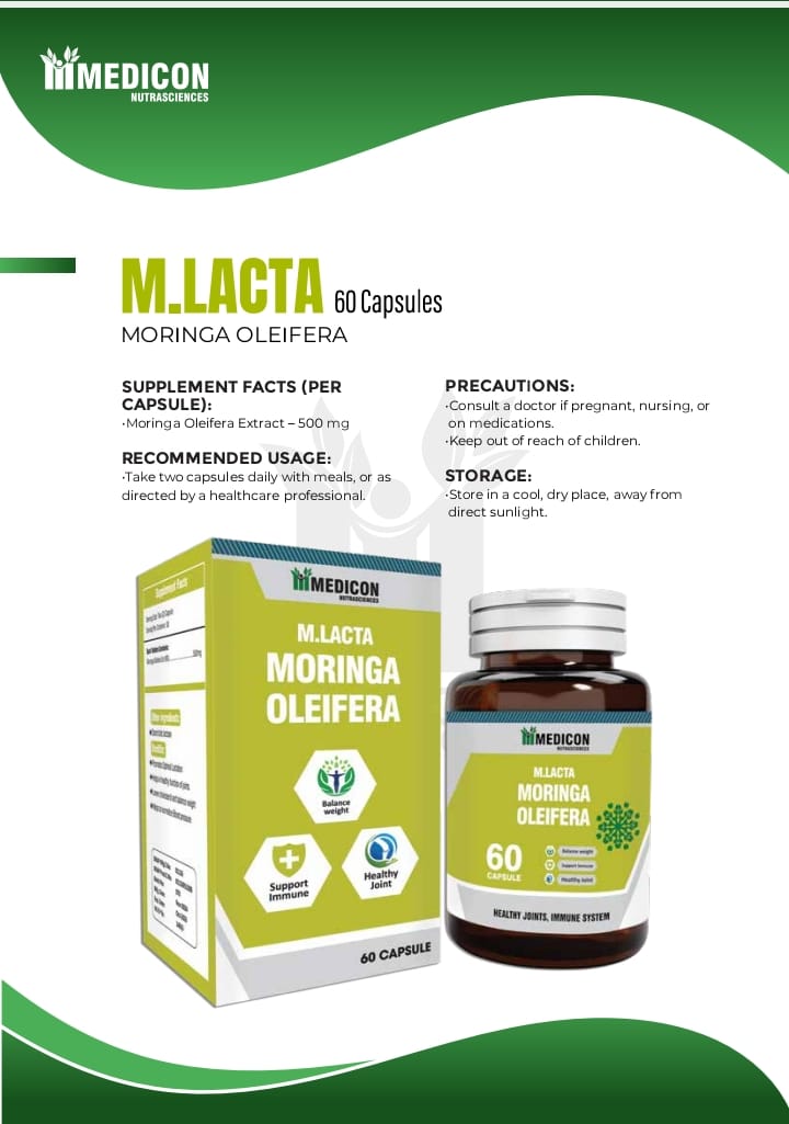 Pack of 3 - M-LACTA  (Moringa Oleifera) – Herbal Superfood for Energy, Immunity & Lactation Support – Rich in Vitamins, Minerals & Antioxidants for Overall Wellness (3 Months Complete Course) Total 180 Capsules