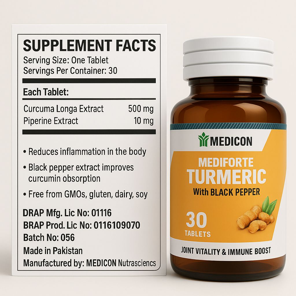 "Mediforte Advanced Turmeric Curcumin Formula with Black Pepper Extract – High Potency Antioxidant Support for Joint Health, Inflammation Relief, and Enhanced Absorption"