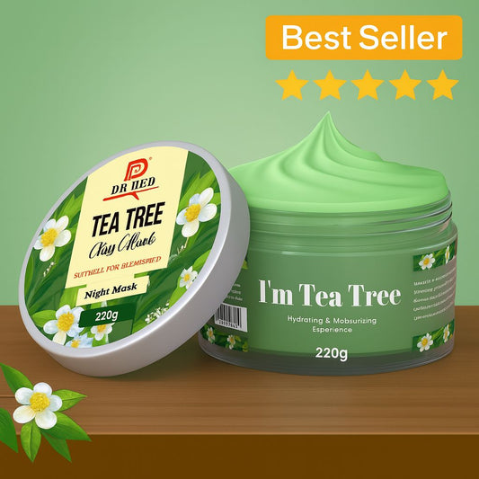 DR MED Tea Tree Night Clay Mask 220g – Purifying Face Mask for Blemished & Oily Skin – Controls Acne, Removes Impurities, Tightens Pores – With Natural Tea Tree Extract