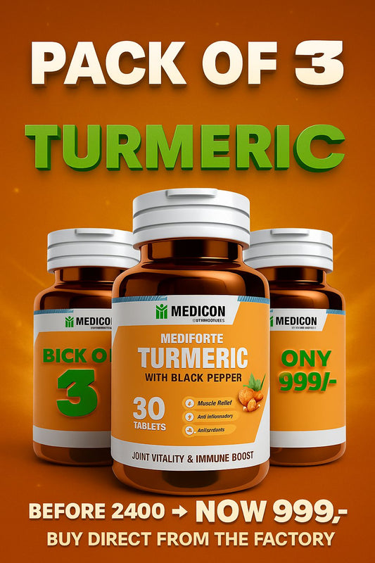 "Pack of 3 Mediforte Advanced Turmeric Curcumin Formula with Black Pepper Extract – High Potency Antioxidant Support for Joint Health, Inflammation Relief, and Enhanced Absorption"