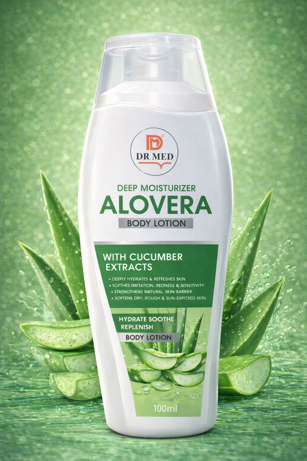 Aloe Vera Body Lotion with Cucumber Extract – Deep Moisturizer, Hydrating & Cooling Formula – 100ml