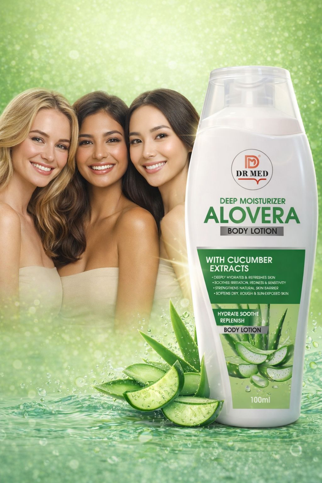 Aloe Vera Body Lotion with Cucumber Extract – Deep Moisturizer, Hydrating & Cooling Formula – 100ml