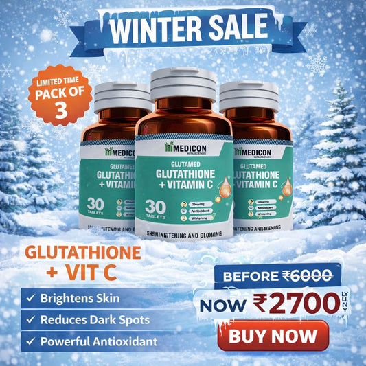 "PACK OF 3  Glutamed Glutathione 250, Vitamin C 100: Advanced Skin Brightening and Glowing Enhancement - 30 Tablets"