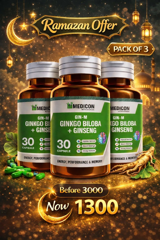 GIN-M (Ginkgo Biloba): Pack of 3 Boost Energy, Strengthen Immunity, and Enhance Memory Naturally 30 Capsules