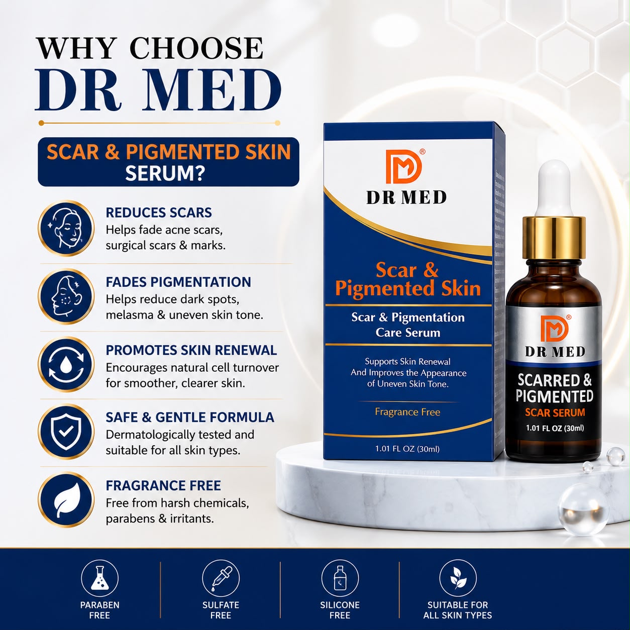 "DR MED Scarred & Pigmented Scar Serum: Reveal Smooth, Even-Toned Skin with Advanced Scar Care"