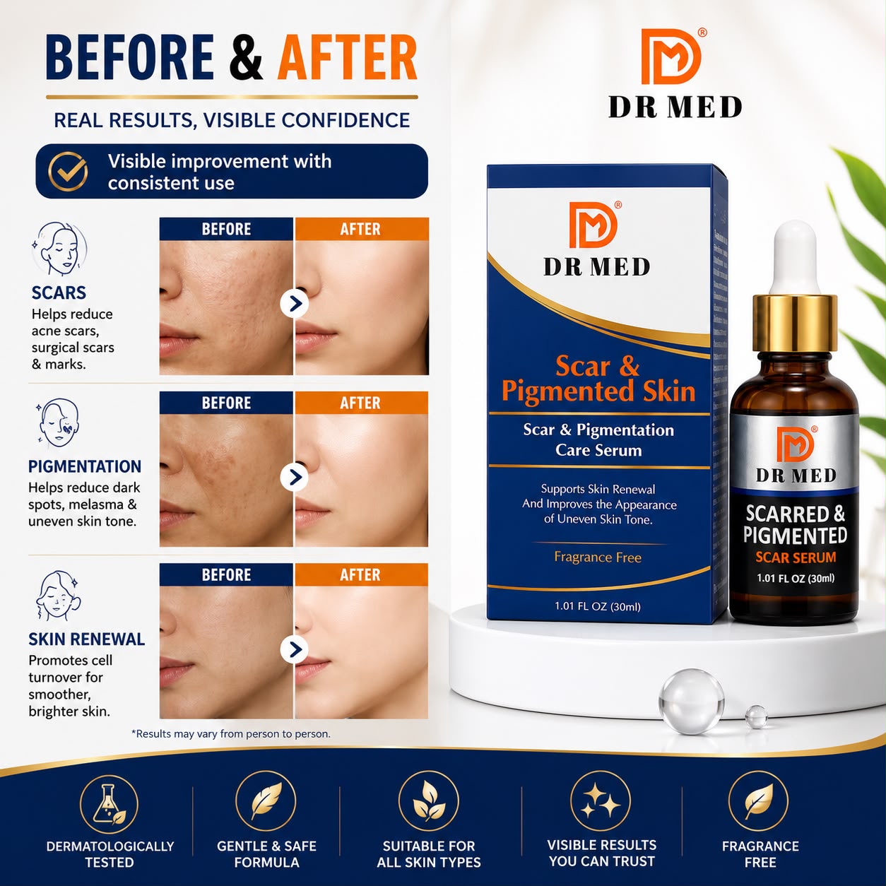 "DR MED Scarred & Pigmented Scar Serum: Reveal Smooth, Even-Toned Skin with Advanced Scar Care"