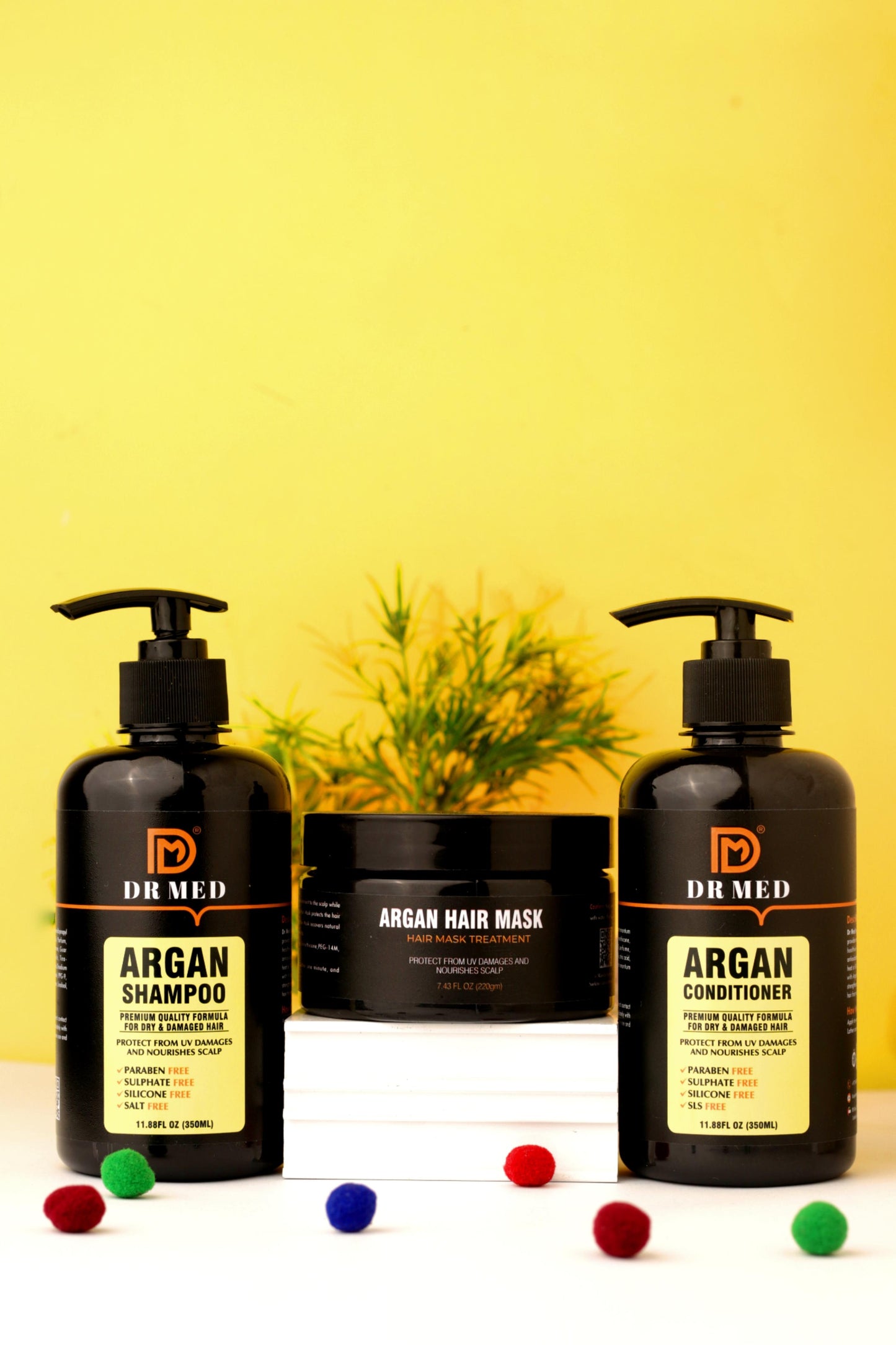 "DR MED Argan Trio: Nourishing Haircare Set for Silky.