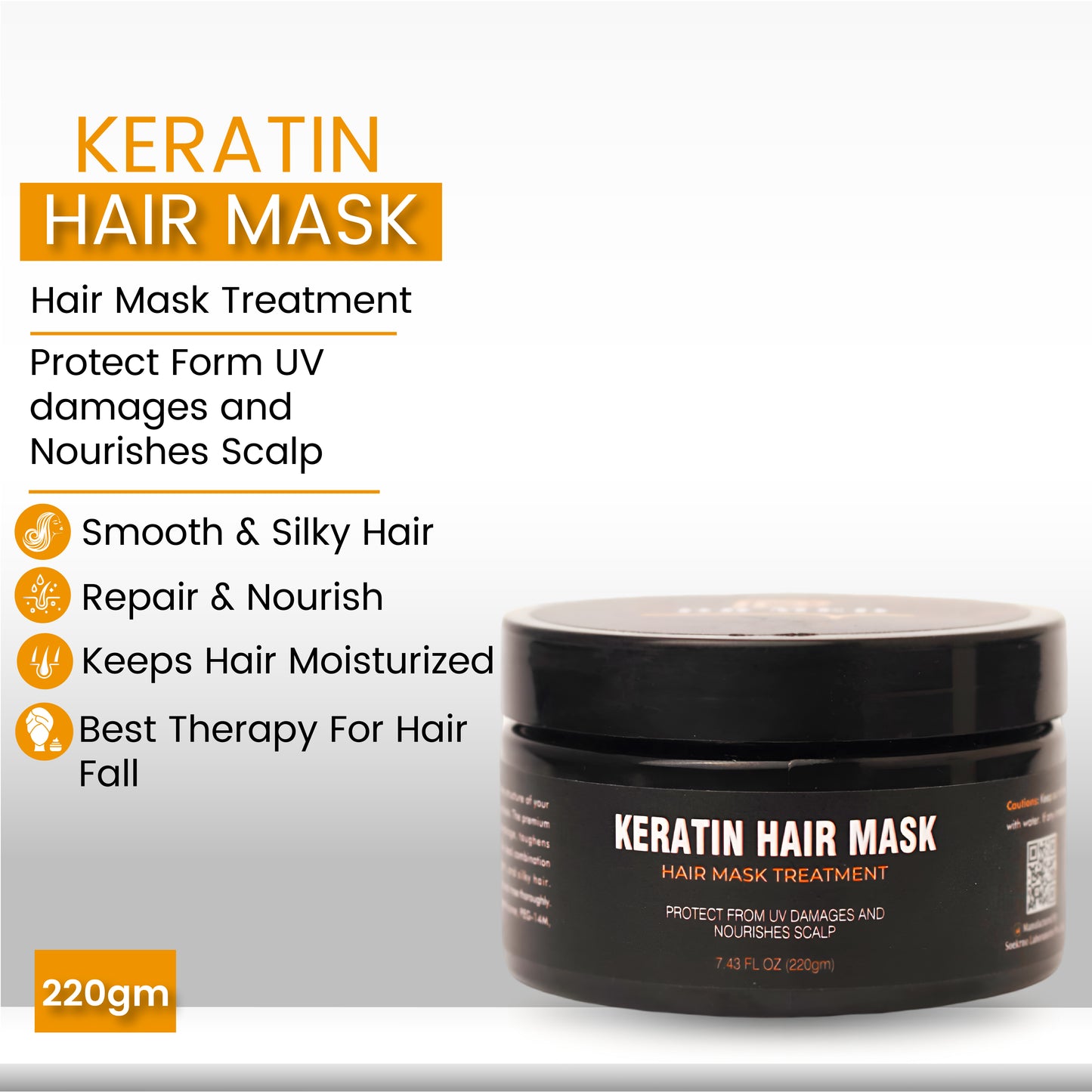 DR MED Keratin Hair Mask - Professional Treatment for Hair Repair, Nourishment & Beauty - Hair Mask - Vitamin Complex for All Hair Types - Keratin hair mask treatment 220g