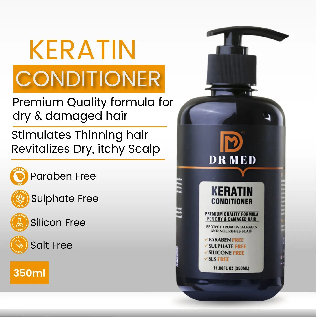 DR MED Keratin Conditioner for Strengthening and Revitalizing Hair 350ML.